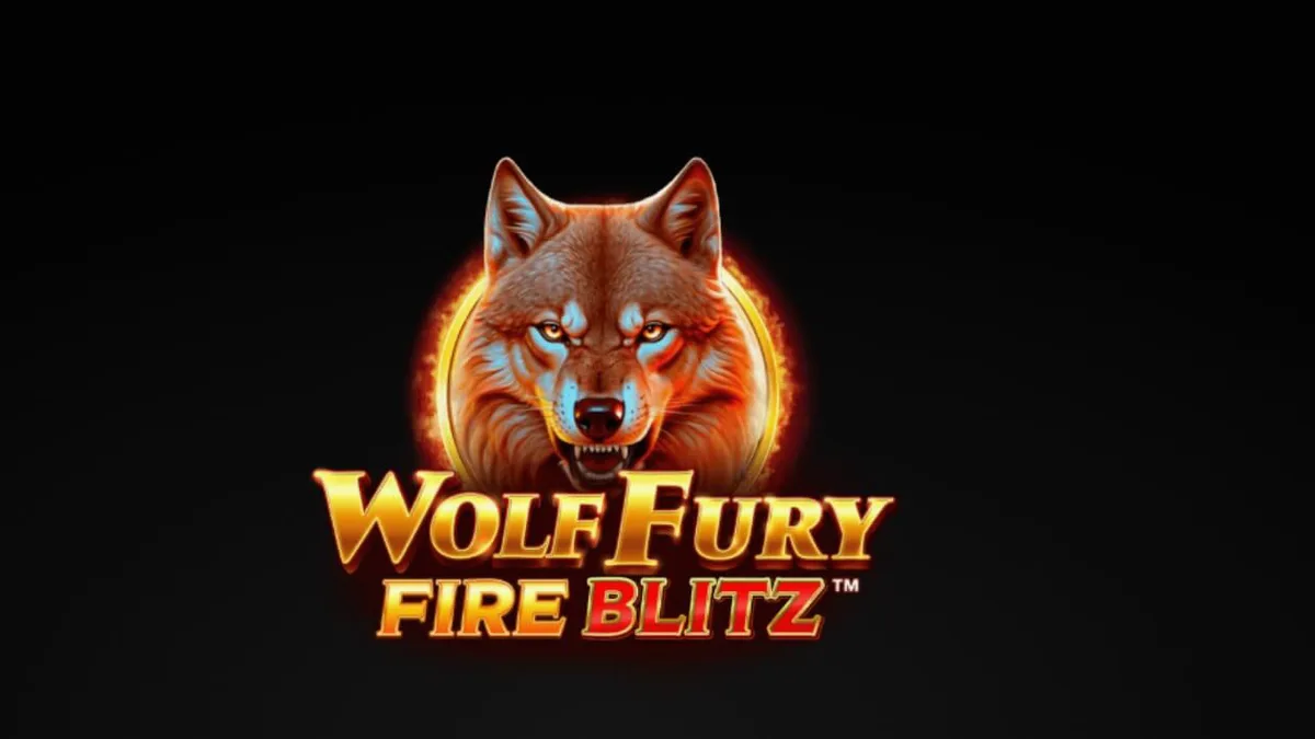 Tampilan visual slot Wolf Fury Fire Blitz dengan simbol serigala dan buah-buahan yang menyala