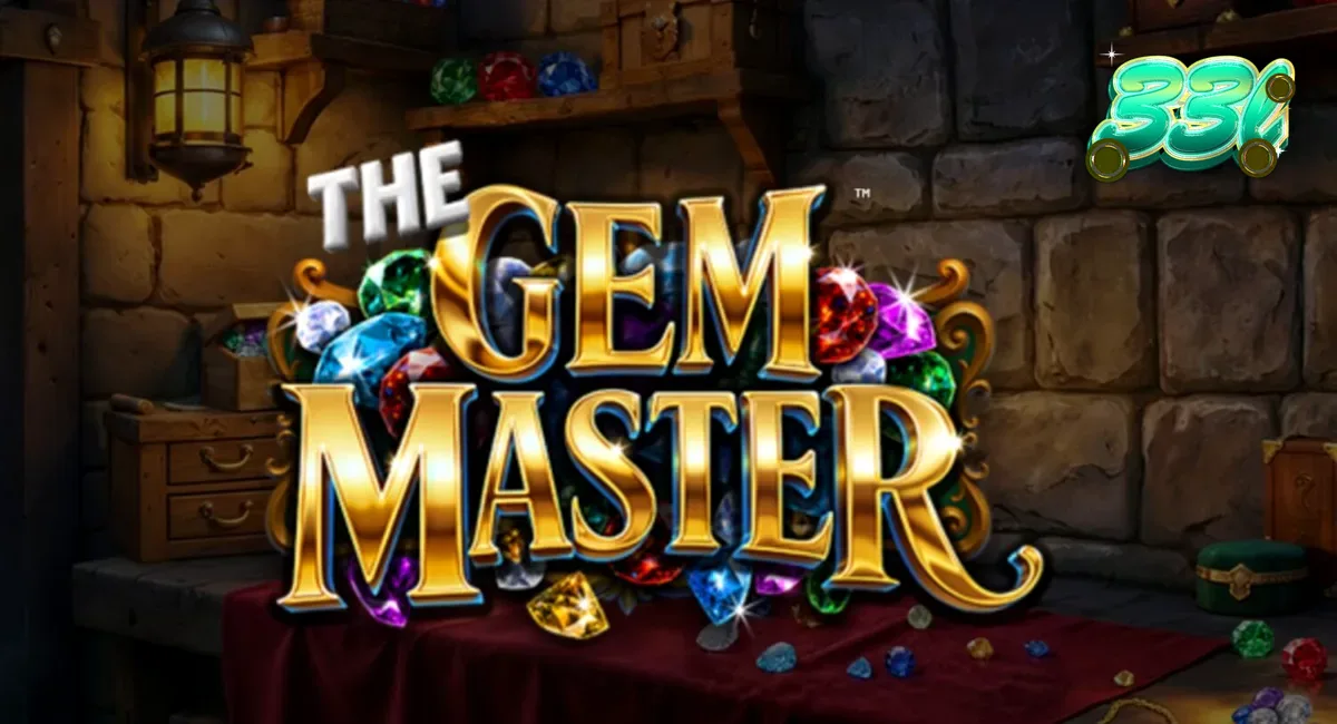 Tampilan visual slot The Gem Master dengan latar belakang bengkel perhiasan yang mewah.