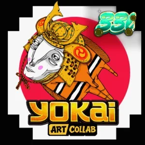 Tampilan visual slot Yokai dengan latar belakang Gunung Fuji dan elemen seni artistik.