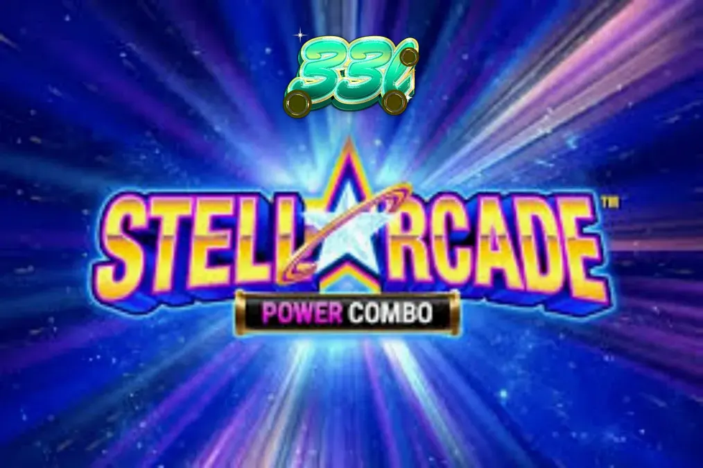 Tampilan visual slot Stellarcade Power Combo dengan tema ruang angkasa neon